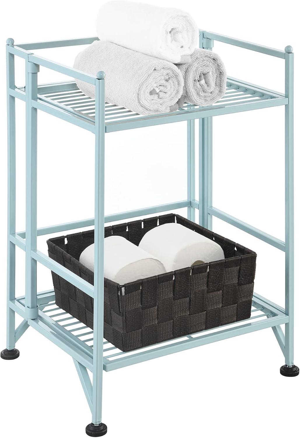 Convenience Concepts Xtra Storage 2 Tier Folding Metal Shelf, Sea Foam