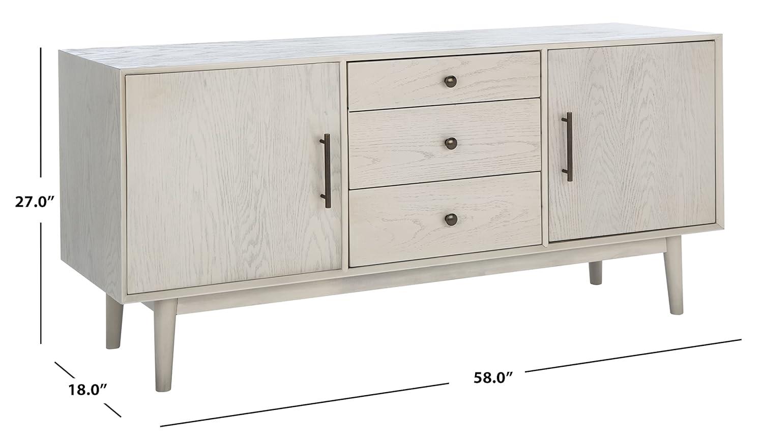 Elissa White Washed Mid-Century Media Stand with Bronze Hardware