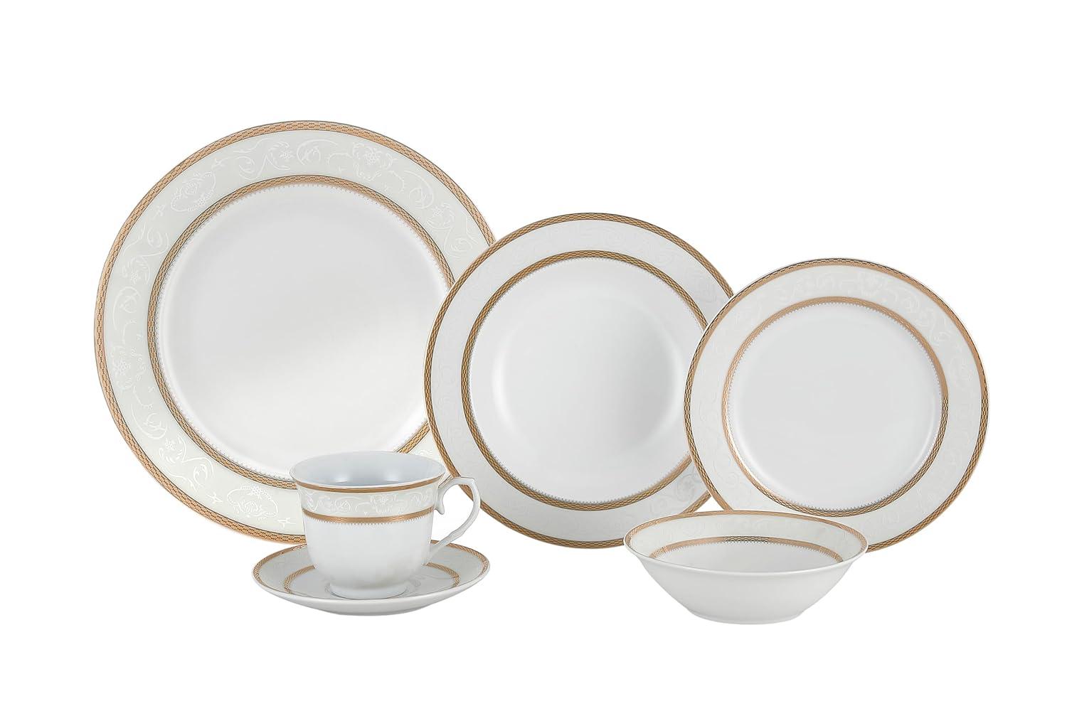 Lorren Home Trends 24 Piece Porcelain China Dinnerware Set - Service for 4