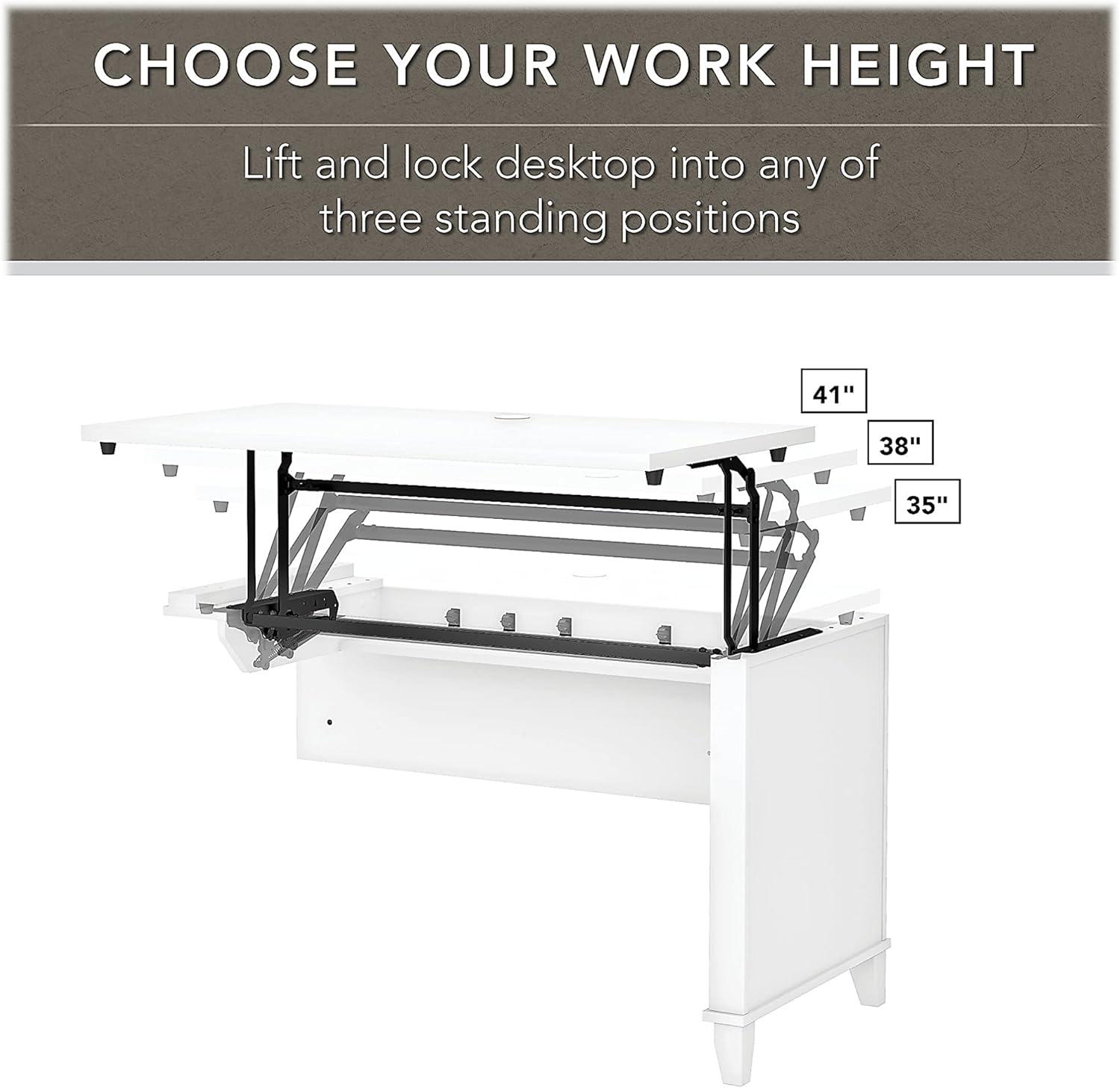 Somerset 72W Sit to Stand L Shaped Desk in White - Engineered Wood