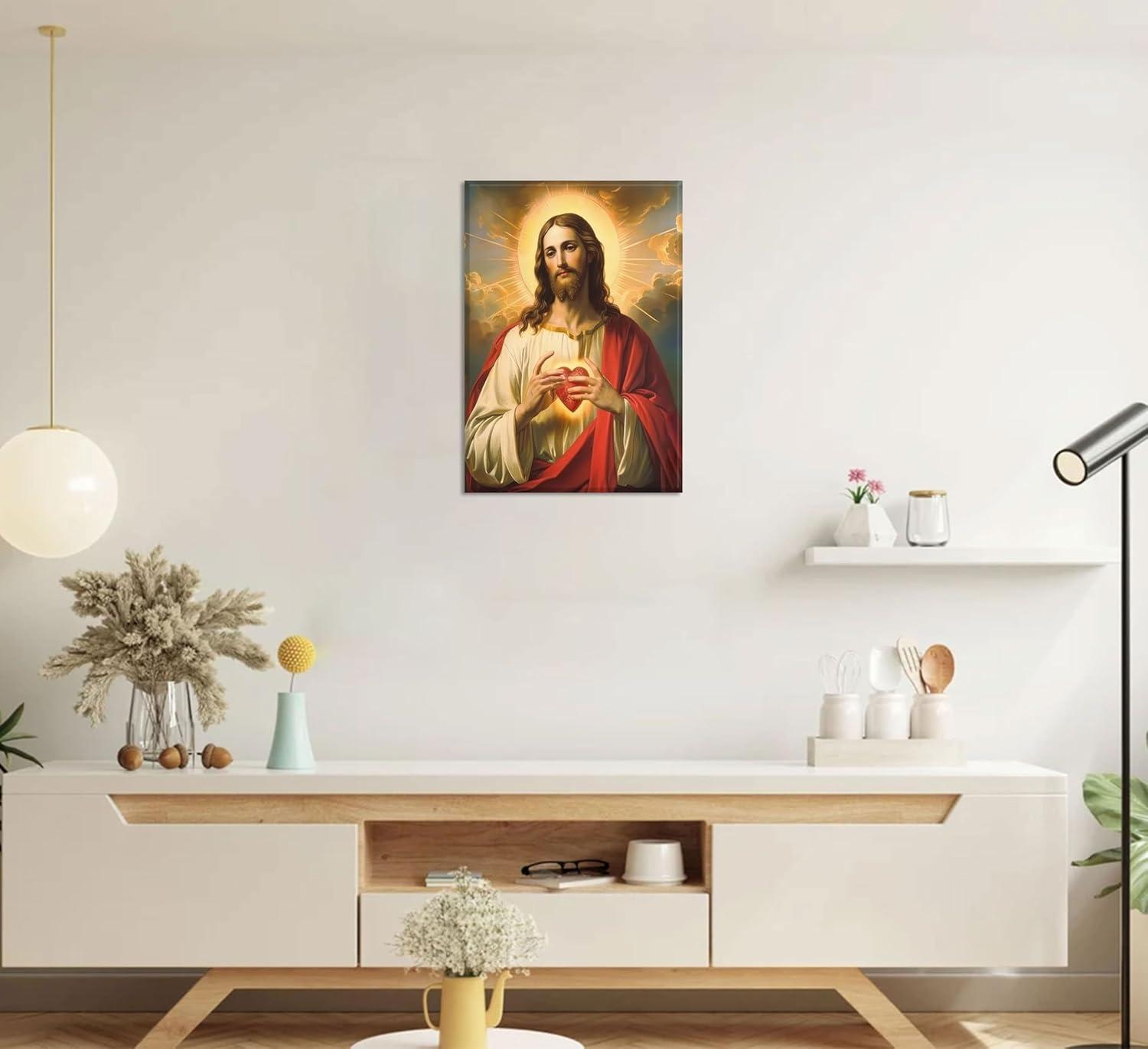 Sacred Heart of Jesus Religious Canvas Wall Art