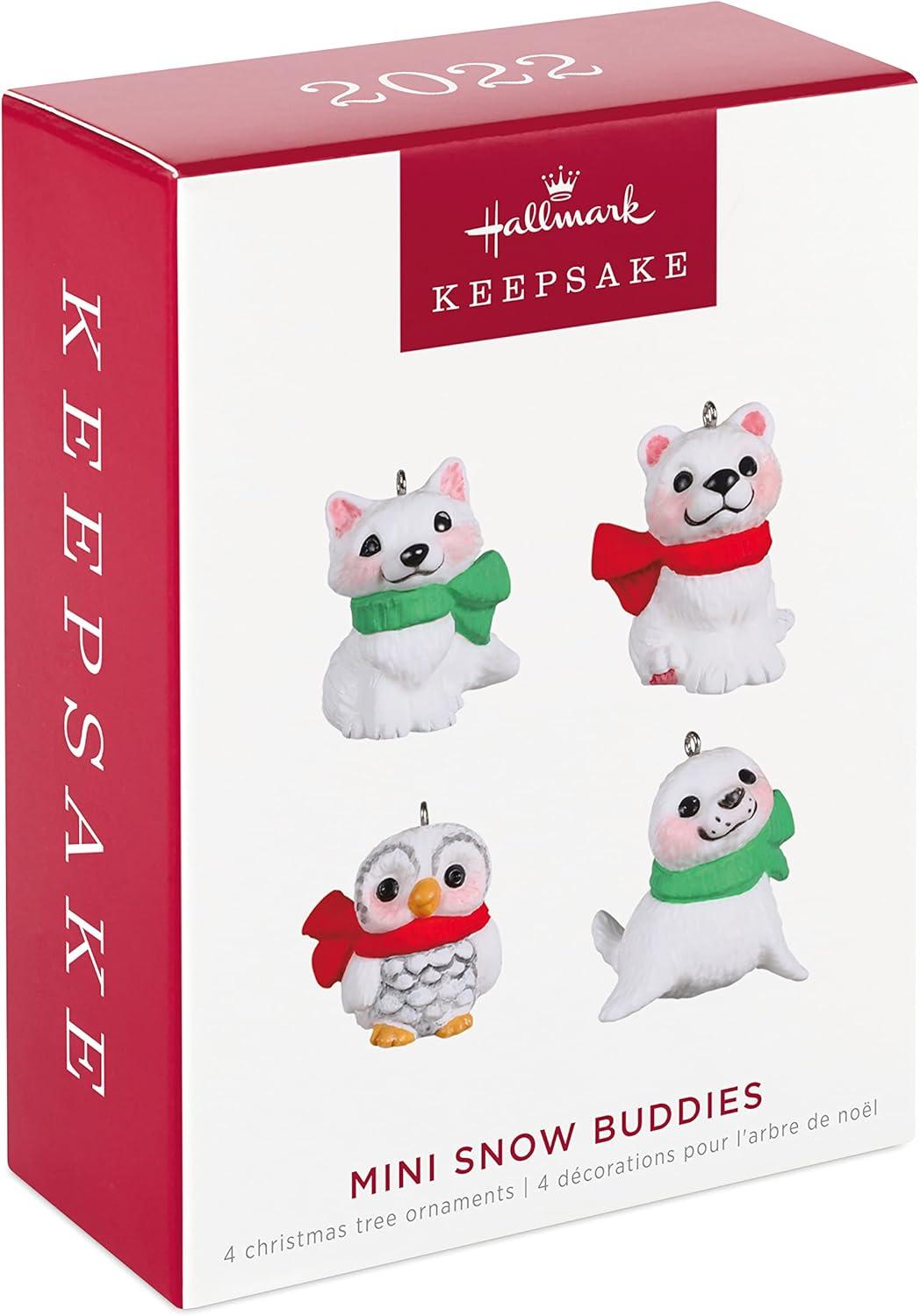 Hallmark Keepsake Miniature Christmas Ornament 2022, Snow Buddies, Mini Set of 4