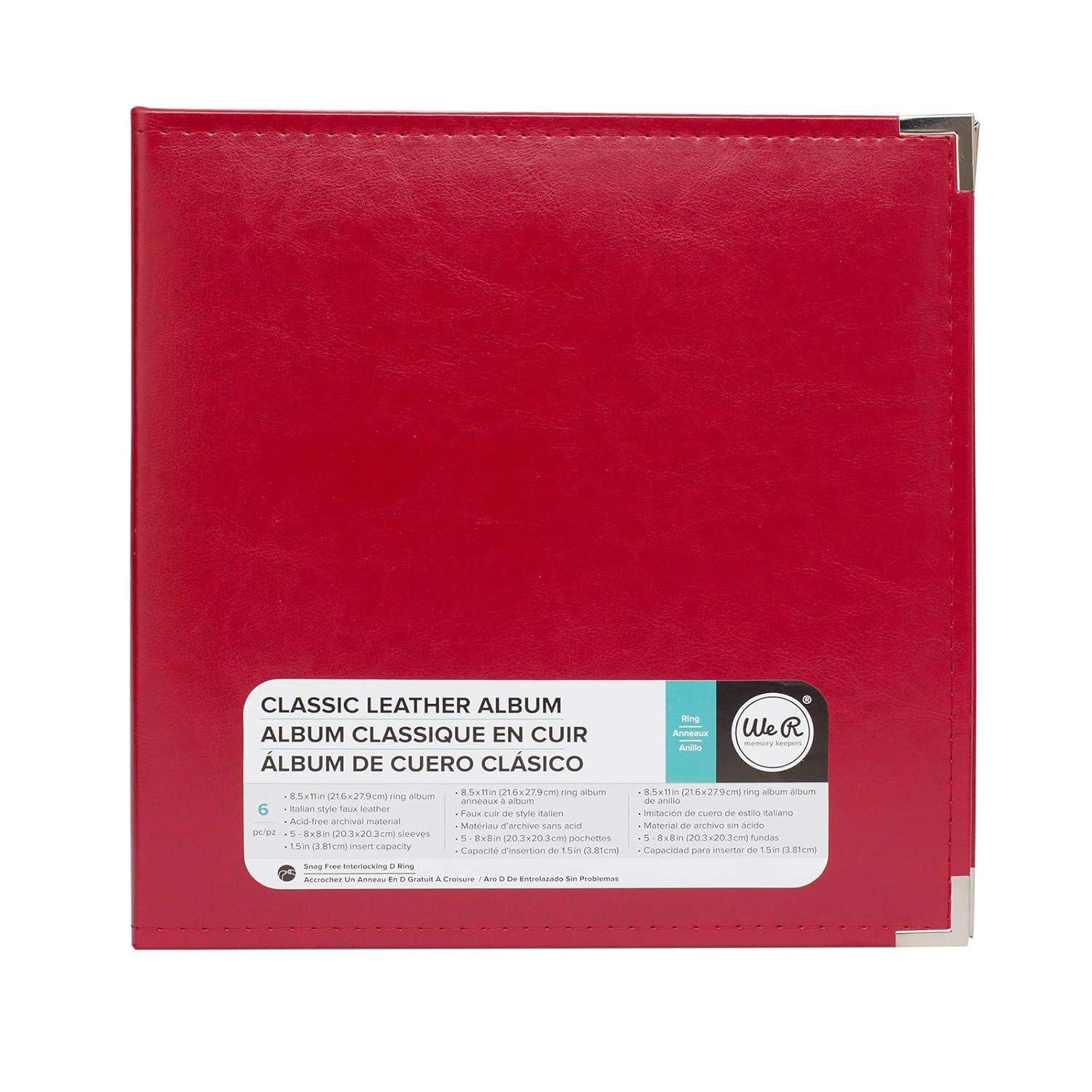 We R Classic Leather D-Ring Album 8.5"X11"-Real Red