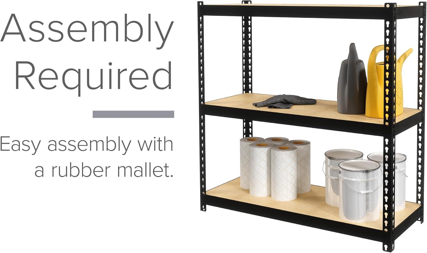 Space Solutions 1000 Riveted Metal Shelving 3-Shelf Unit 12D x 30W x 30H Black