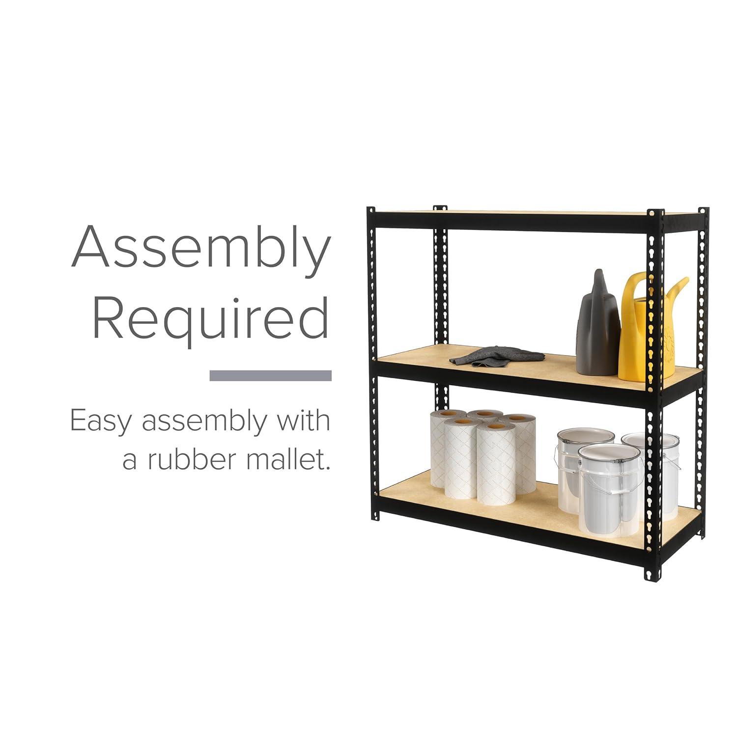 Black Riveted Steel 3-Shelf Garage Storage Unit