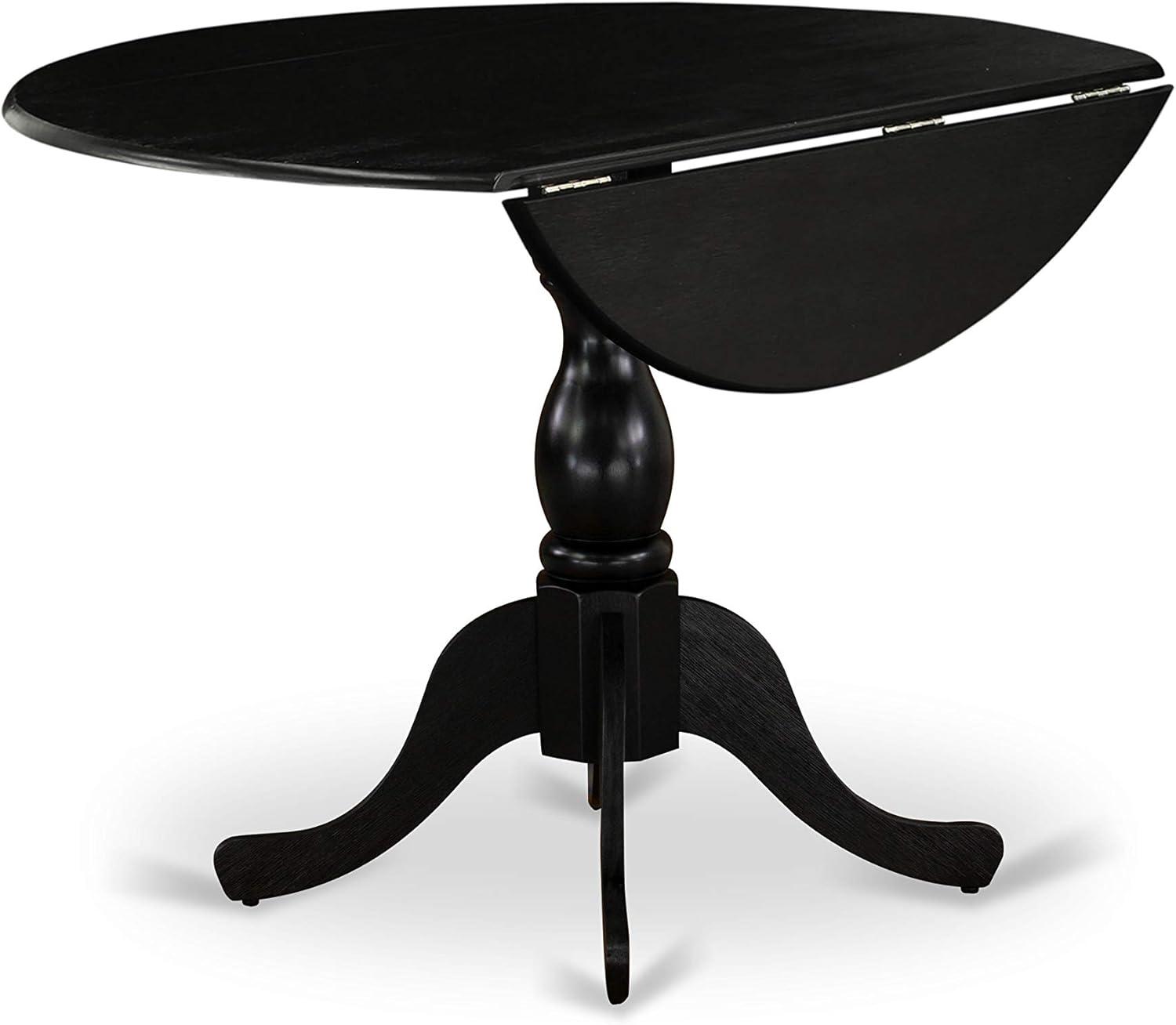 East West Furniture Dublin Wood Dining Table with Pedestal Legs in Black