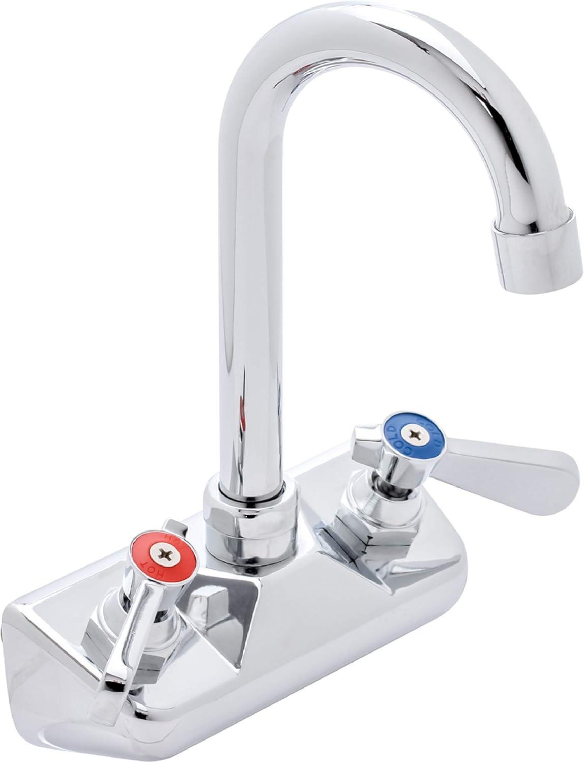 1/2" Gooseneck Spout Wall Mount Touch Kitchen Faucet with Dual Lever Handles