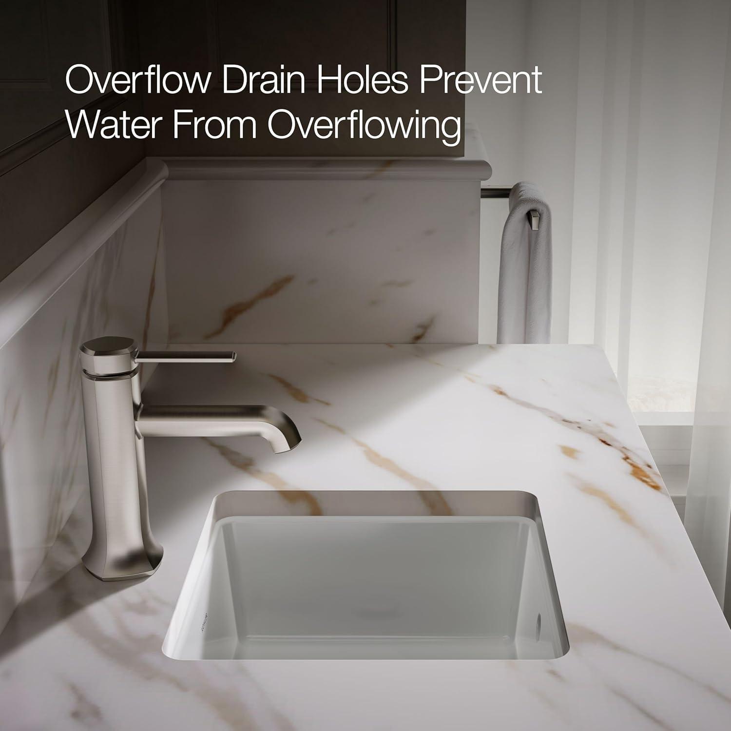 Verticyl Vitreous China Square Undermount Bathroom Sink with Overflow