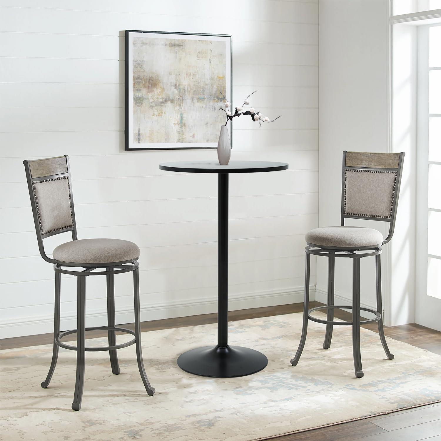 FDW Modern Round Pub Hydraulic Dining Room Home Kitchen Bar Top Tall Table, Black