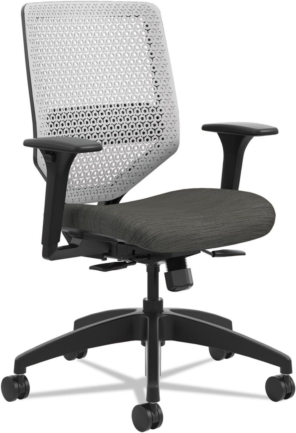 Ink and Titanium Mid-Back Mesh Task Chair with Adjustable Arms