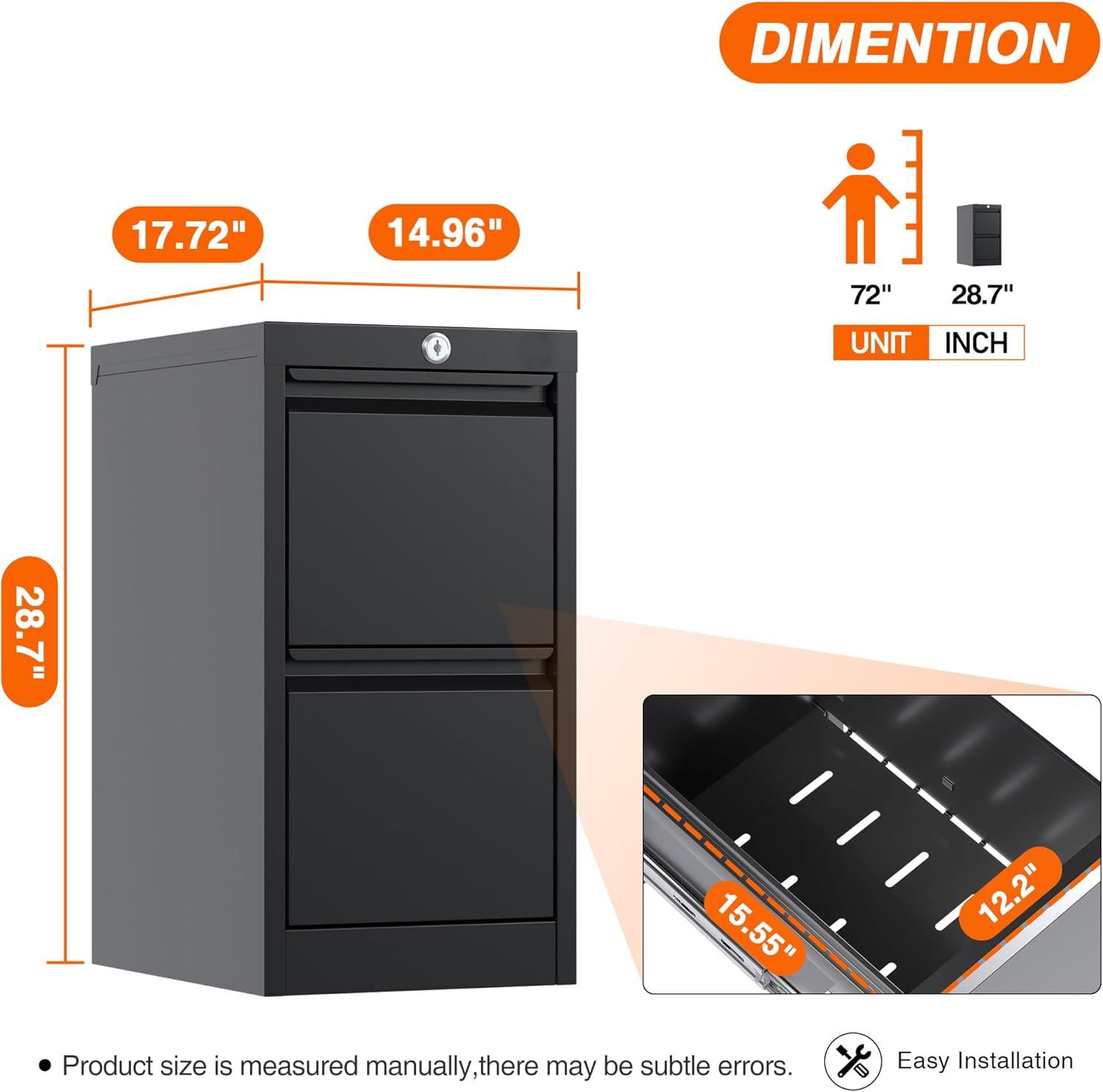 2 Drawer File Cabinet With Lock
