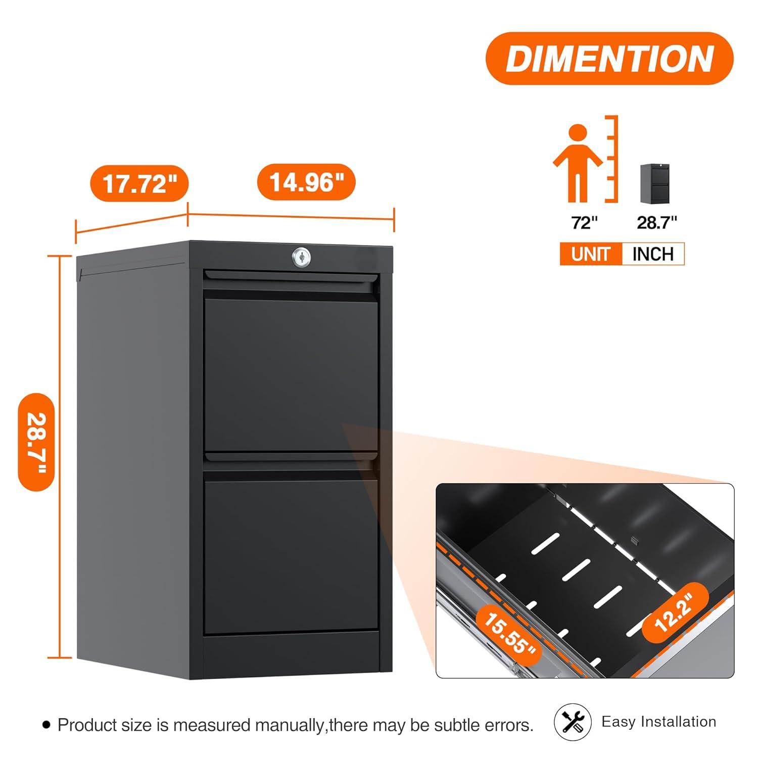 2 Drawer File Cabinet With Lock