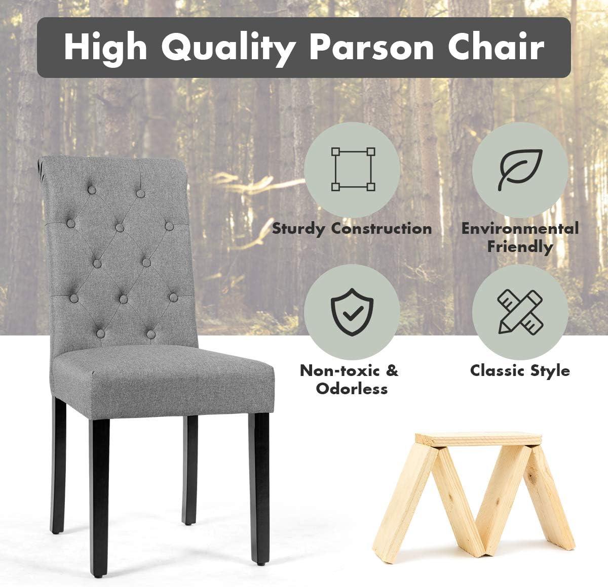 Westice Dining Room Chairs Set of 4 Upholstered Fabric Kitchen Chairs Dining Room Side Chair with Nailhead Trim and Rubber Wood Legs for Small Space Apartment, Light Gray