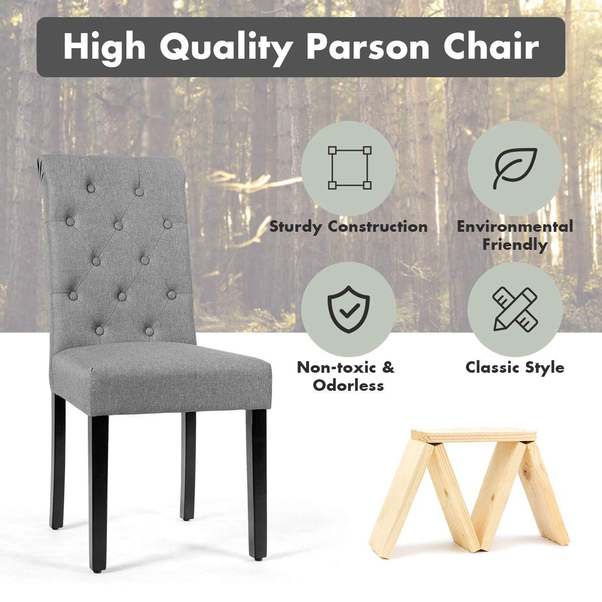 Westice Dining Room Chairs Set of 4 Upholstered Fabric Kitchen Chairs Dining Room Side Chair with Nailhead Trim and Rubber Wood Legs for Small Space Apartment, Light Gray