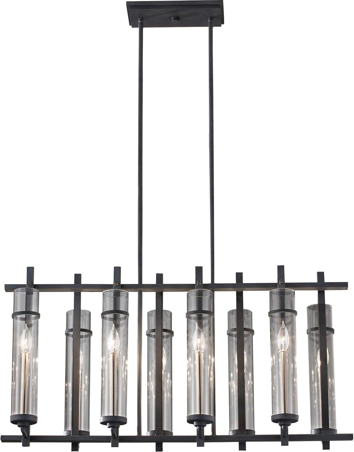 Antique Forged Iron and Crystal 8-Light Candle Chandelier