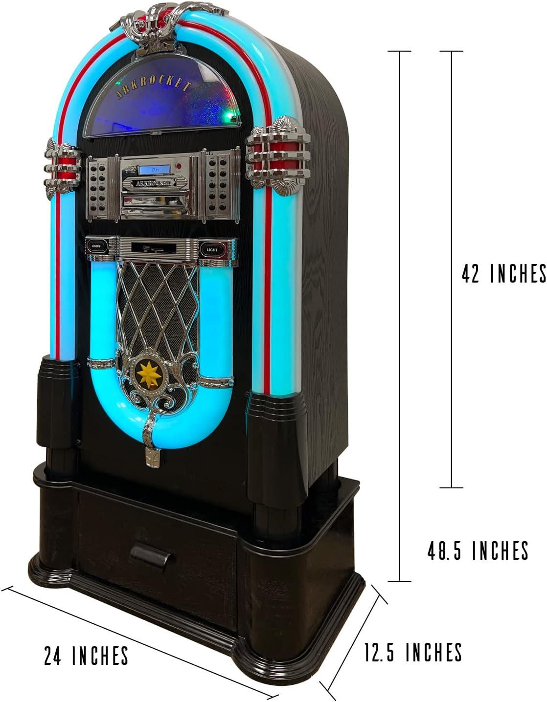 Arkrocket Taurus Jukebox Vinyl Record Player Bluetooth USB SD CD Player Radio Retro Turntable Classic Jukebox (Taurus - Classic)