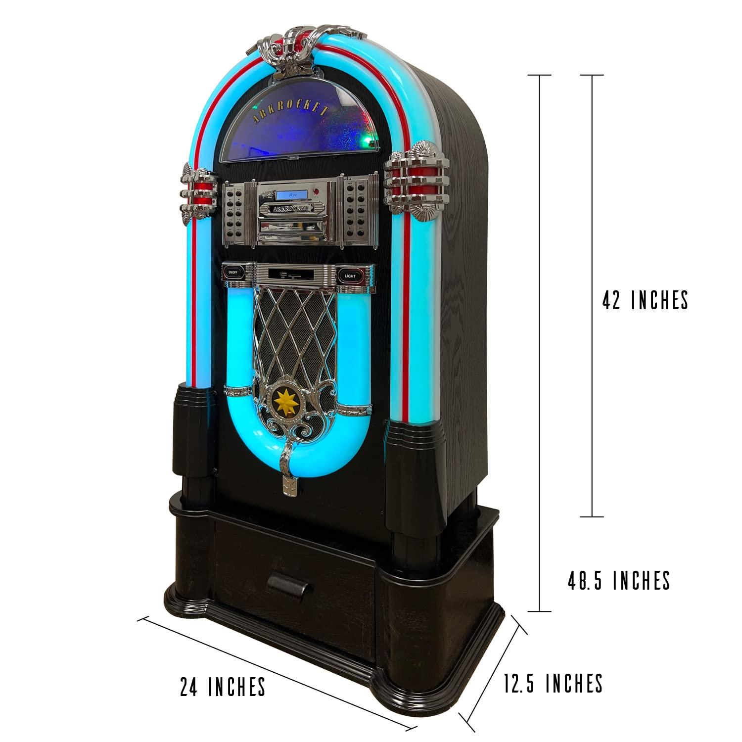 Arkrocket Taurus Jukebox Vinyl Record Player Bluetooth USB SD CD Player Radio Retro Turntable Classic Jukebox (Taurus - Classic)