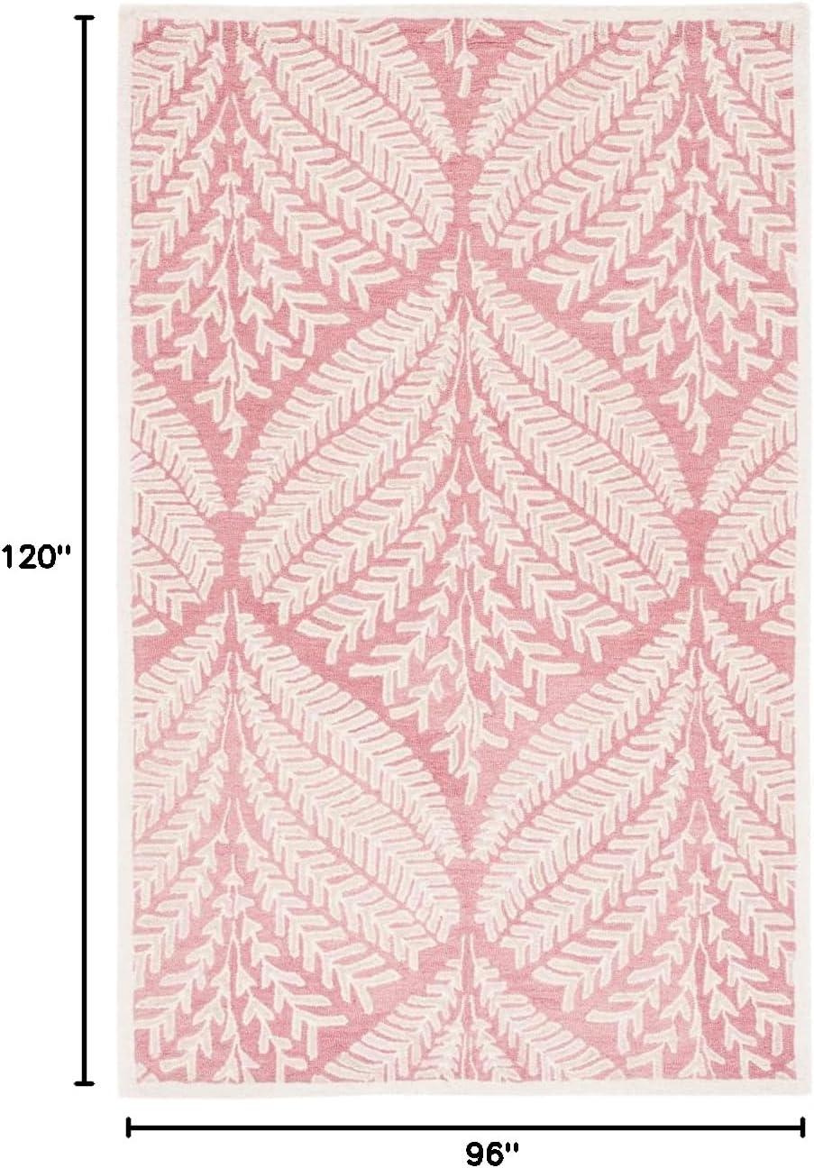 SAFAVIEH Capri Proinsias Leaves Wool Area Rug, Pink/Ivory, 8' x 10'