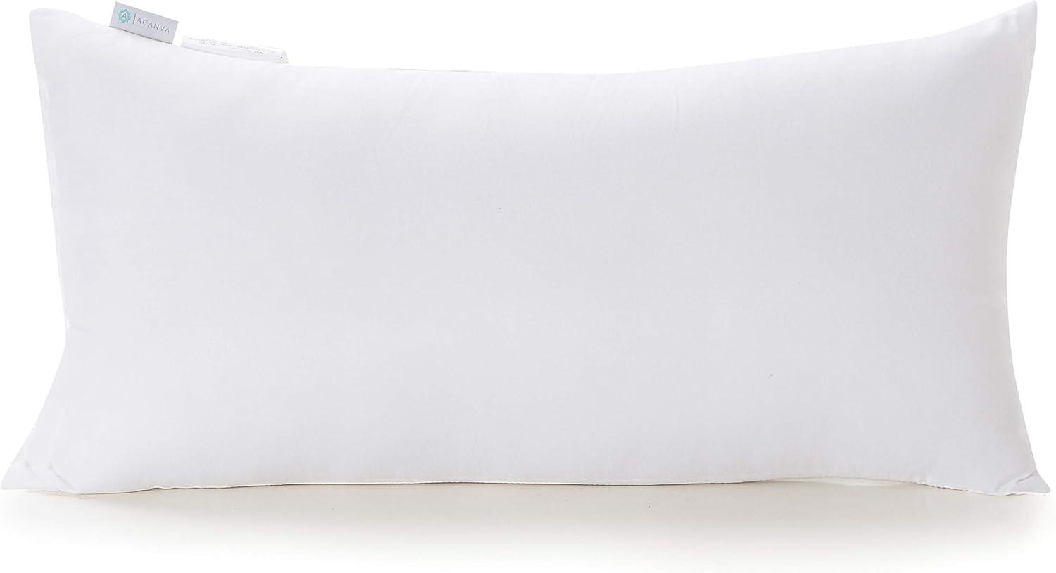 White Fluffy Polyester Rectangular Pillow Insert 12x24 Inch