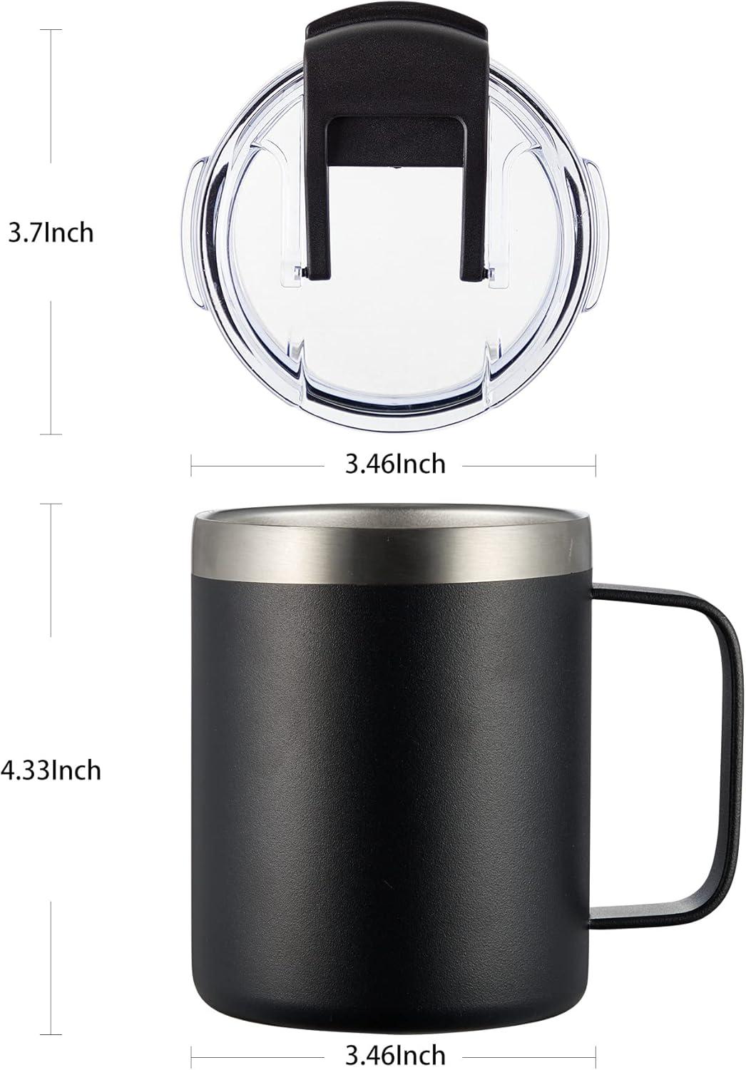 12oz Stainless Steel Coffee Mug With Handle Lid Double Wall Vacuum Thermal Cup Reusable Durable Travel Water Cup Retirement Gift