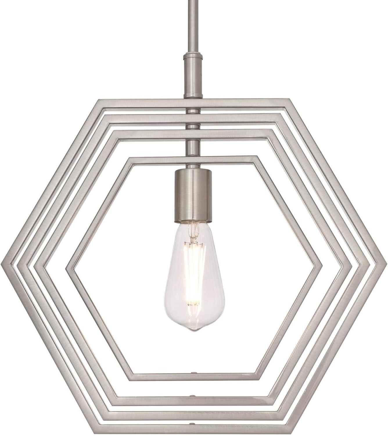 Brushed Nickel Geometric Hexagon 1-Light Pendant