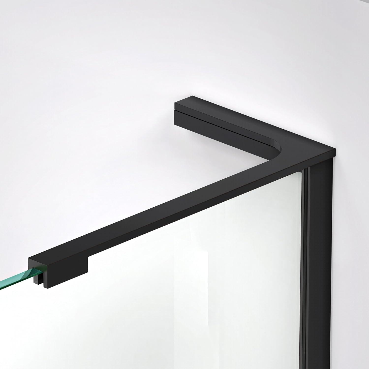 Elegance-LS Frameless Pivot Shower Door with Clear Glass and Black Hardware