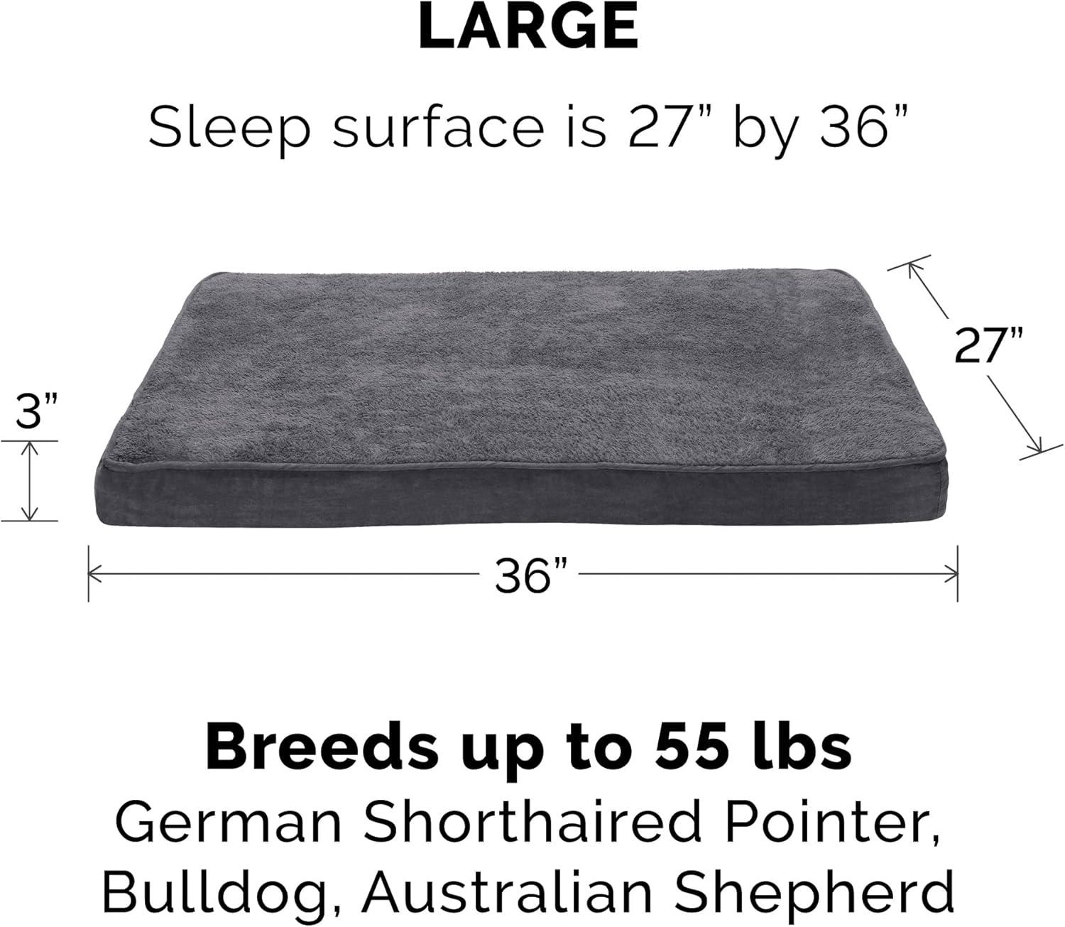 Large Gray Orthopedic Cooling Gel Memory Foam Dog Bed