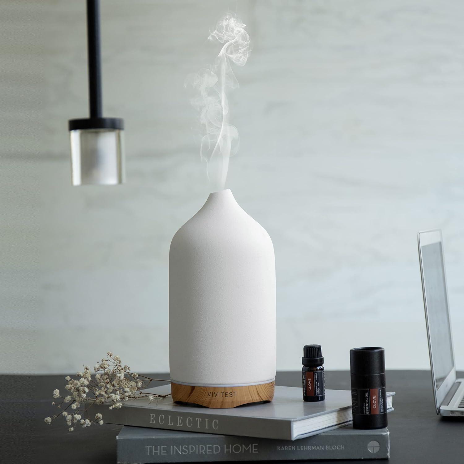 VIVITEST Aromatherapy Diffuser,Ceramic Ultrasonic Essential Oil Diffuser for Aromatherapy (250ML)