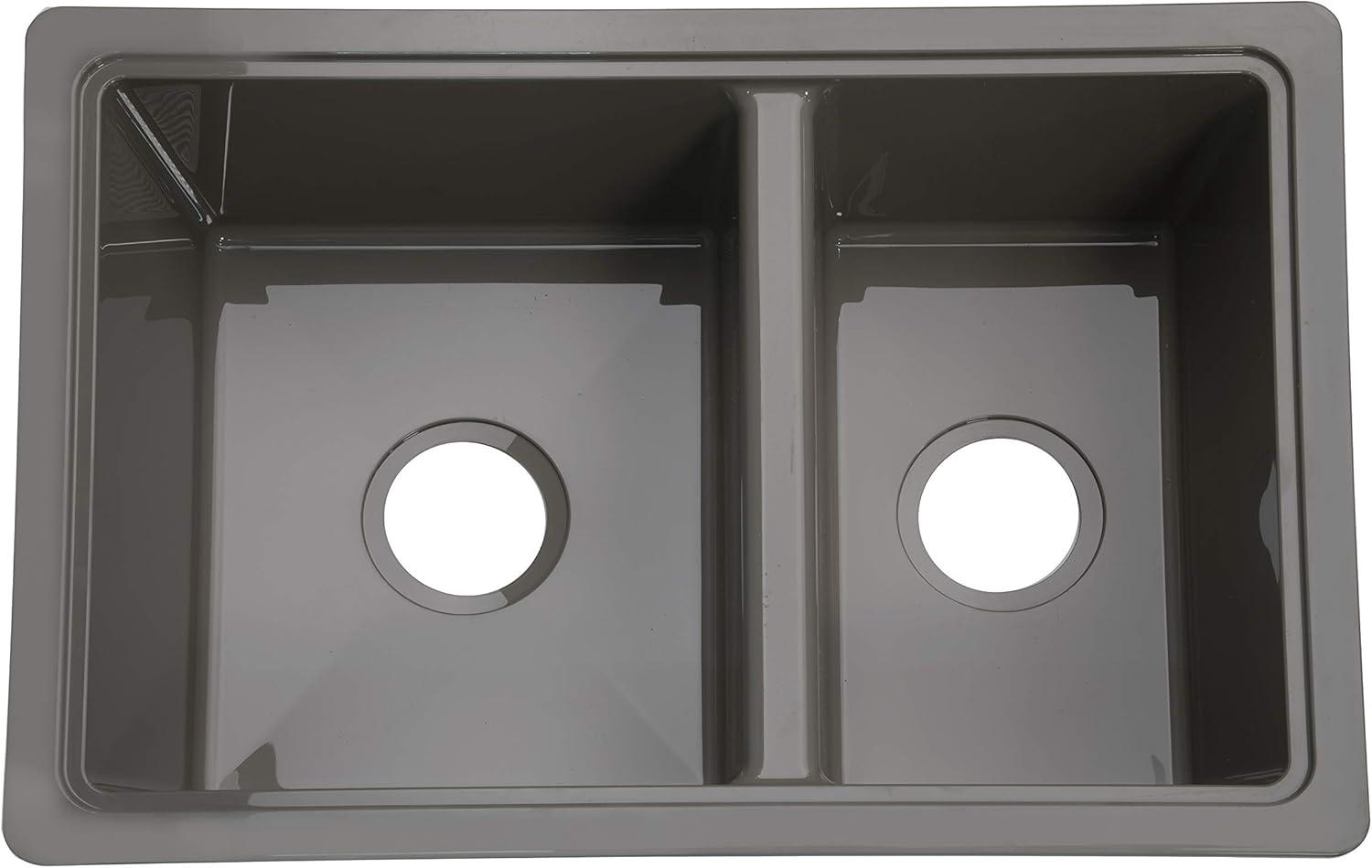 25" x 17" Silver Stainless Steel Double Bowl RV Sink