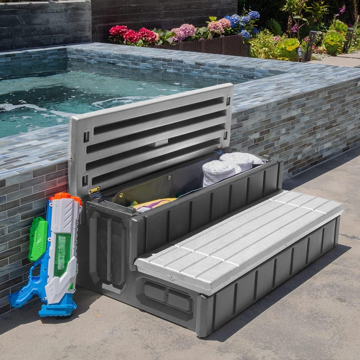 Gray High-Density Polyethylene 2-Step Spa Storage Steps