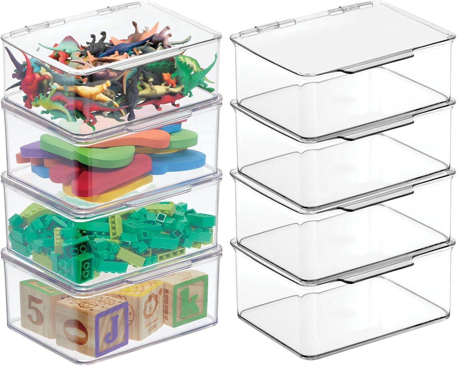 mDesign Plastic Playroom/Gaming Storage Organizer Box, Hinge Lid