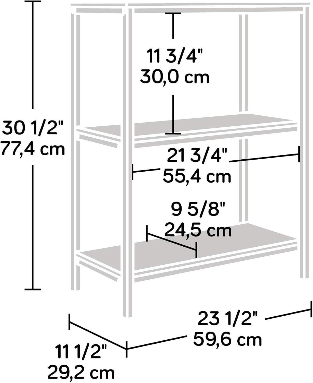 Charter Oak Finish 3-Shelf Bookcase with Durable Metal Frame