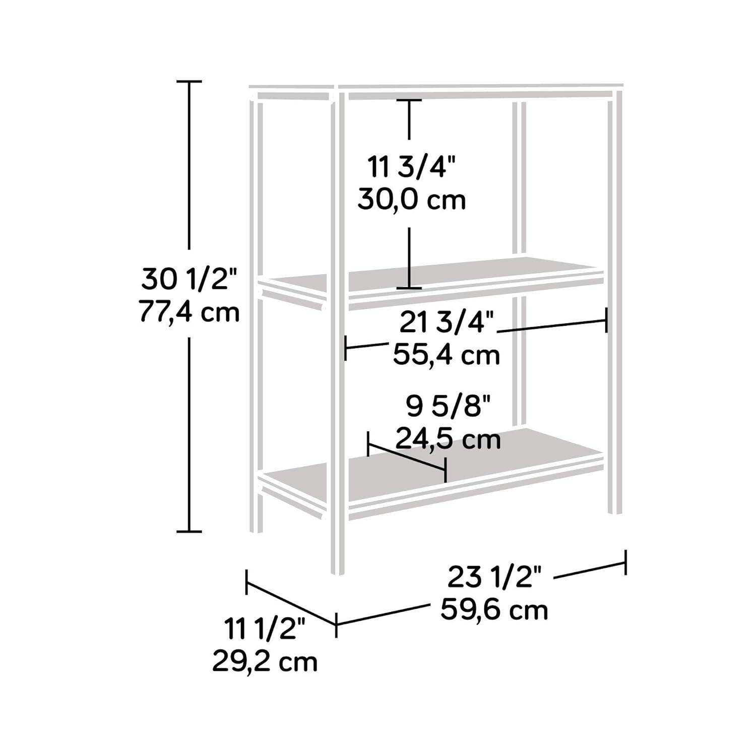 Charter Oak Finish 3-Shelf Bookcase with Durable Metal Frame