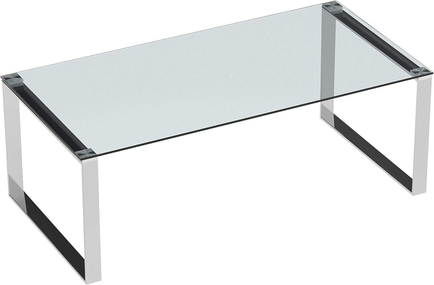 Cortesi Home Remi Contemporary Glass Coffee Table with Chrome Finish