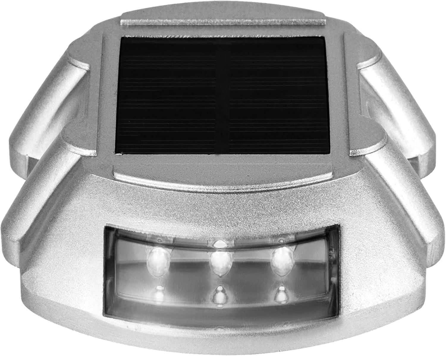 Solar Dock Lights Low Voltage Solar Powered Integrated LED Metal Pathway Light Pack (Set of 8)