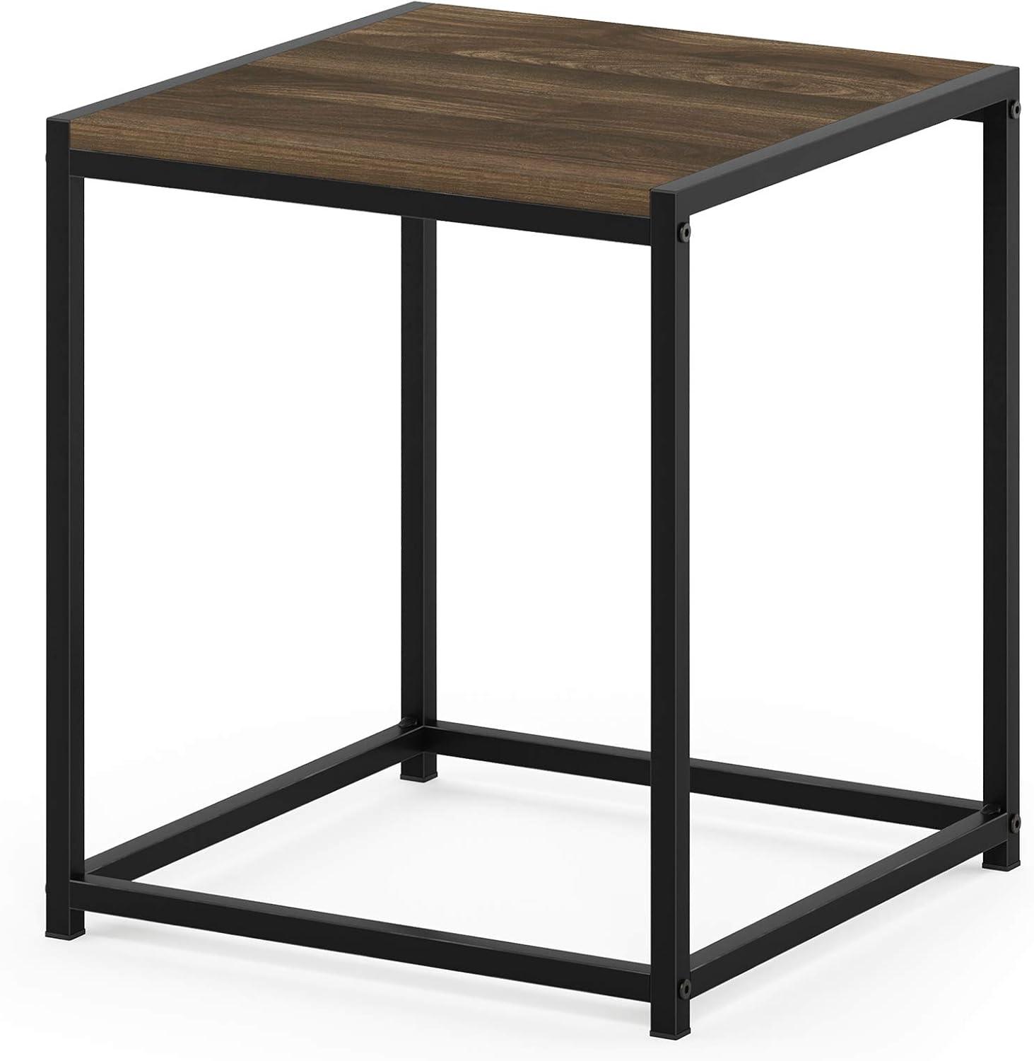 Columbia Walnut Square Wood and Metal End Table