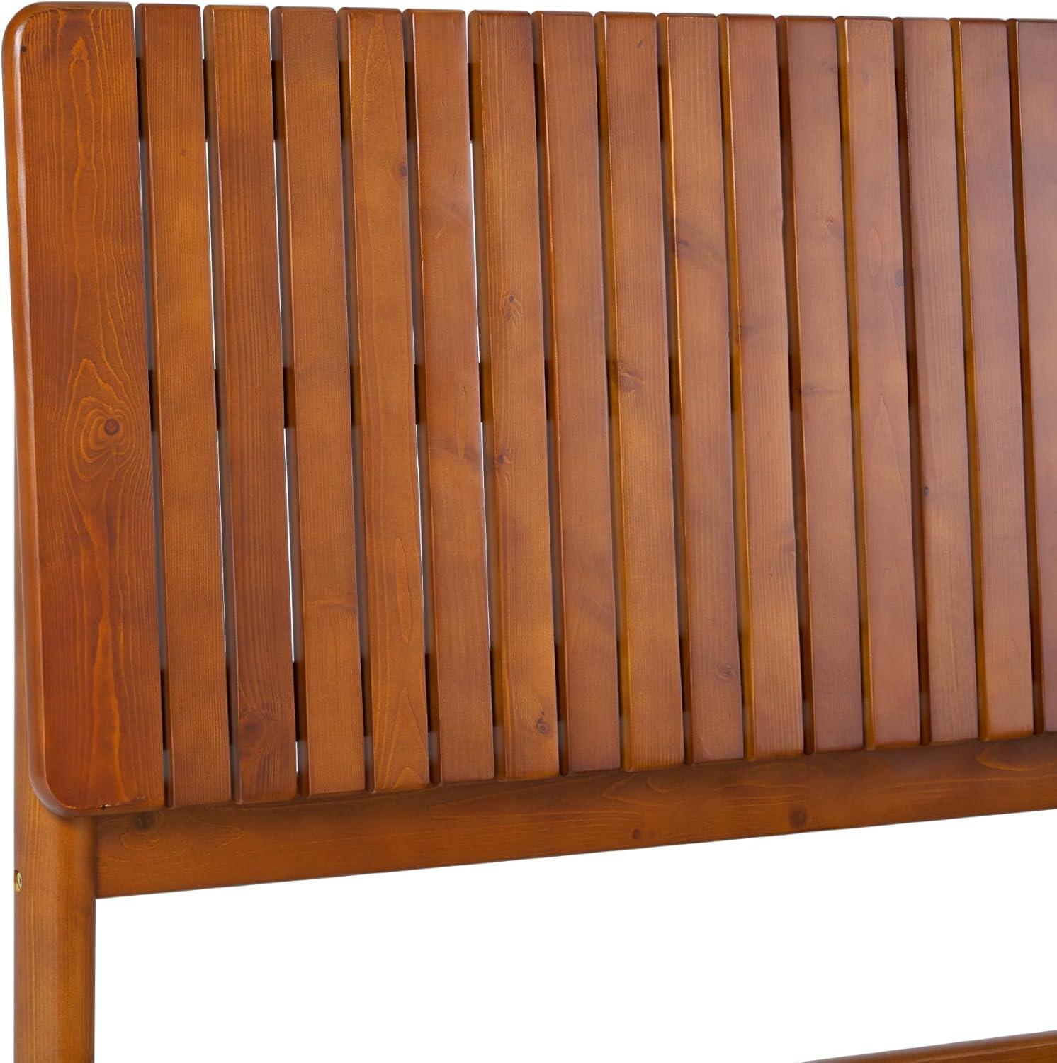 Walker Edison Transitional Solid Wood Platform Queen Bed, Dark Brown