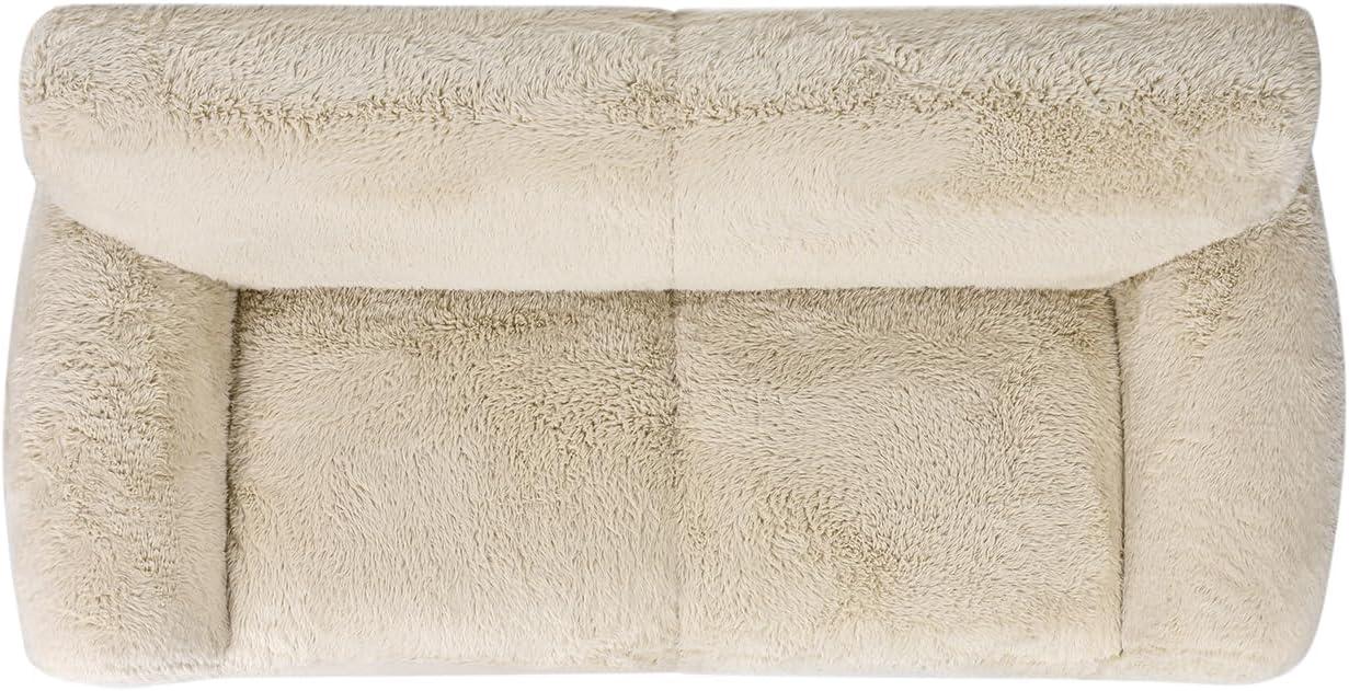 Summit 83" Faux Sheepskin Overstuffed Sofa Cream Beige