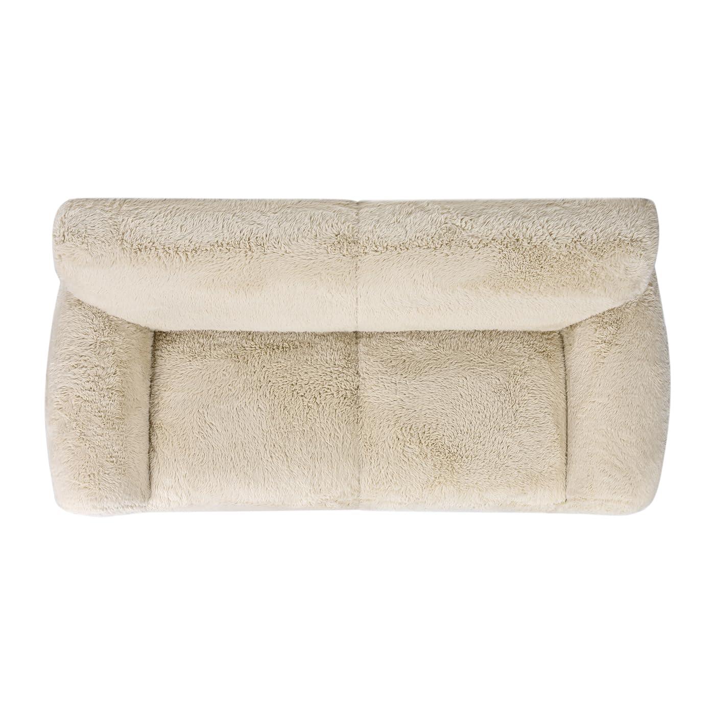 Summit 83" Faux Sheepskin Overstuffed Sofa Cream Beige