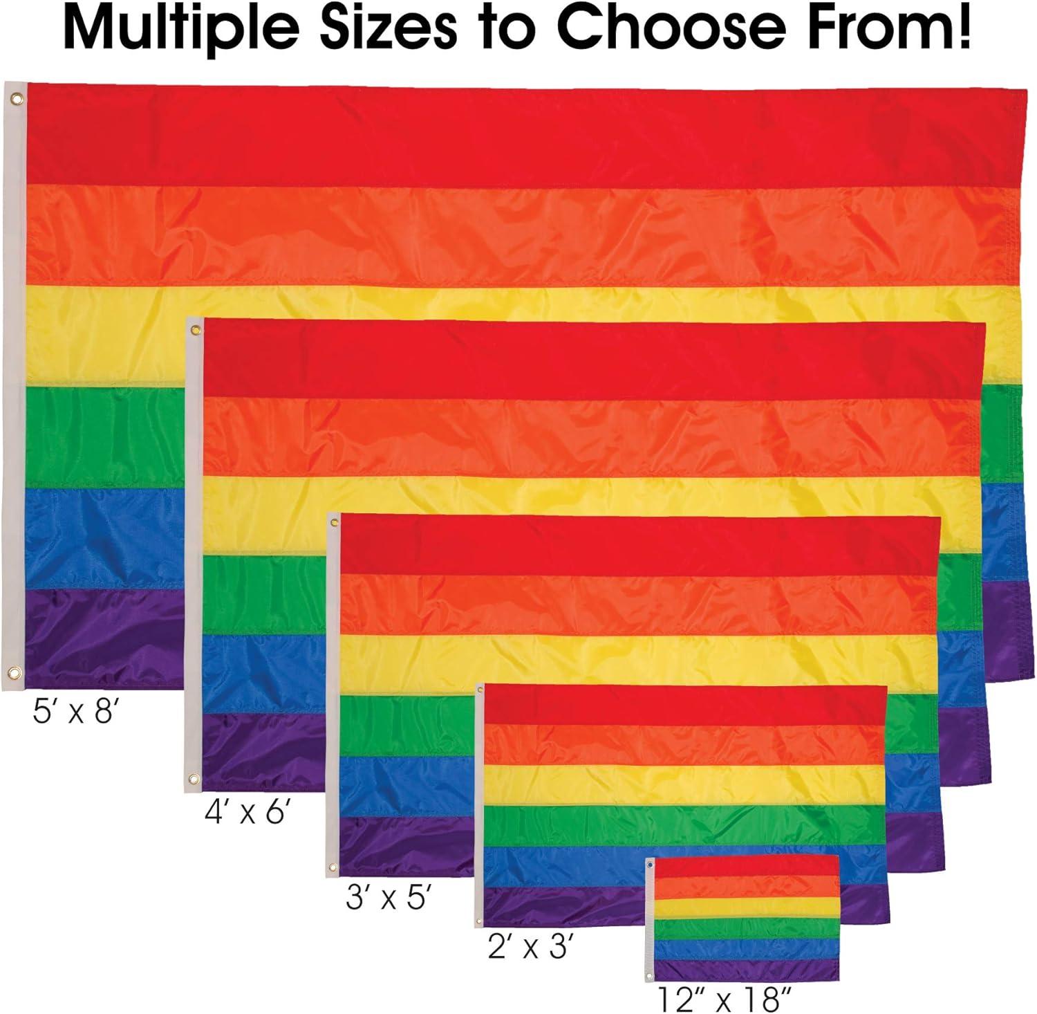 Large Rectangular Multicolor Outdoor Rainbow Flag