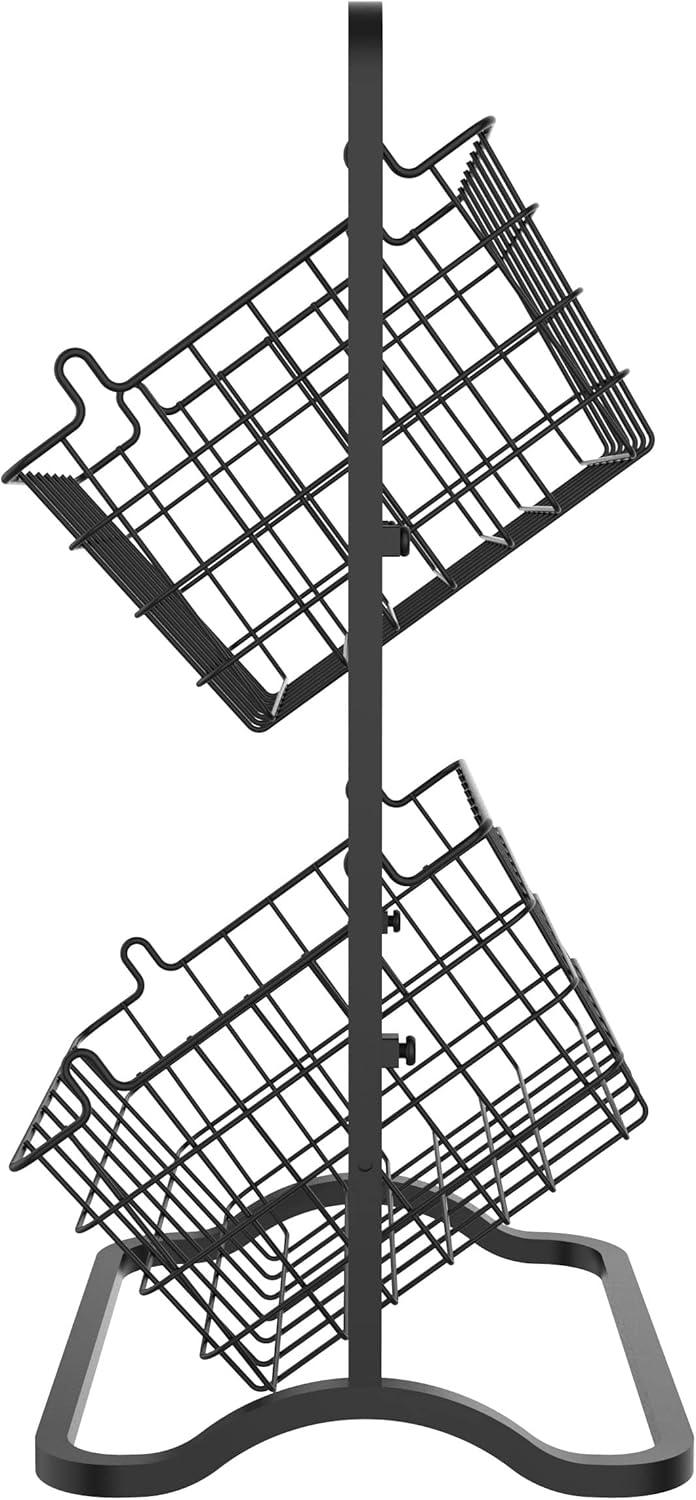 Oceanstar 2-Tier Storage Kitchen Wire Basket Stand, Black