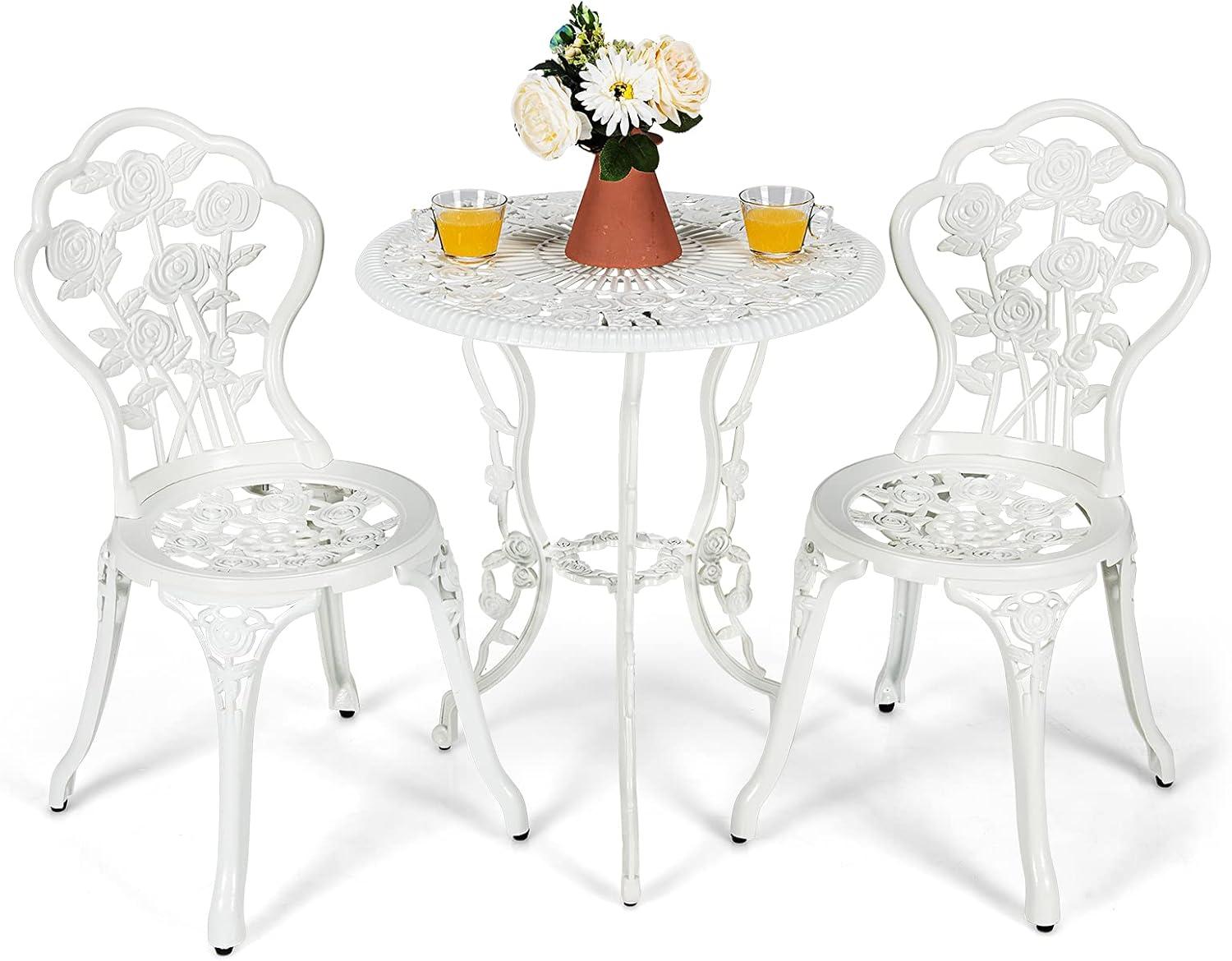 SunnyDaze Decor 2 - Person Metal Patio Dining Set with Round Table