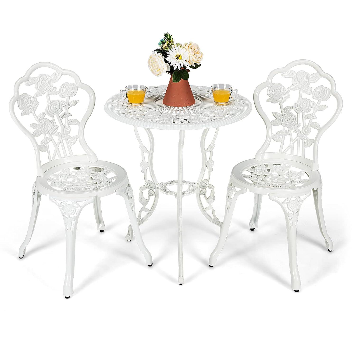 SunnyDaze Decor 2 - Person Metal Patio Dining Set with Round Table