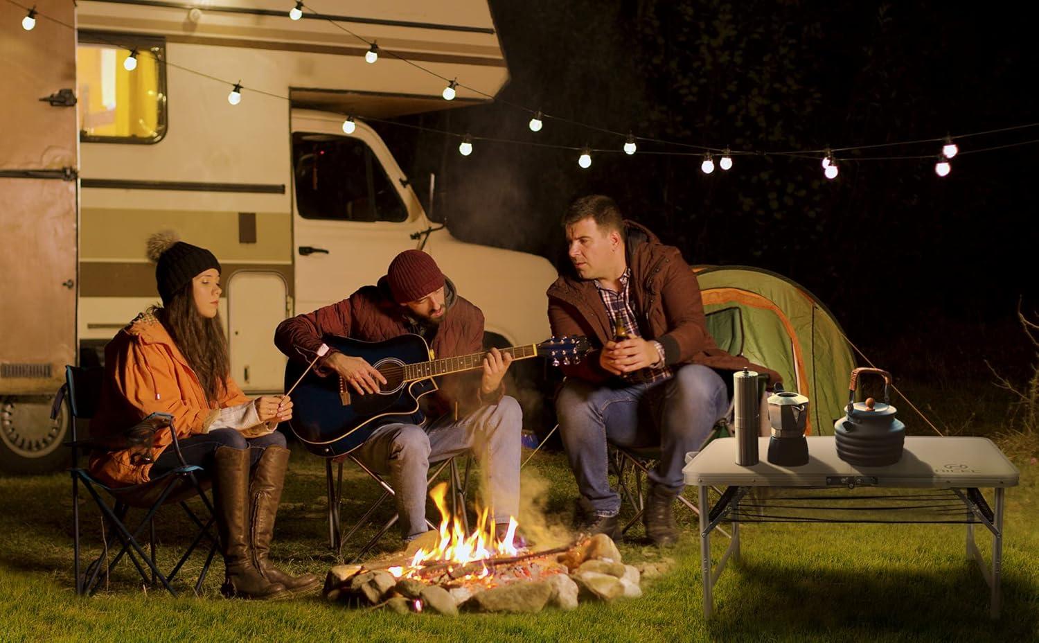 Nice C Card Table, Folding Picnic Table, Small Table, Adjustable Height Folding Table, Camping, Outdoor, Portable Lightweight Aluminum, with Carry Handle for Beach, Indoor, Office (Medium)