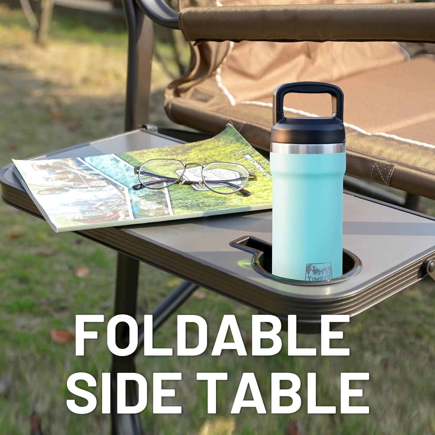 Timber Ridge XXL Upgraded Oversized Directors Chairs with Foldable Side Table, Detachable Side Pocket, Heavy Duty Folding Camping Chair up to 600 Lbs Weight Capacity (Brown) Ideal Gift