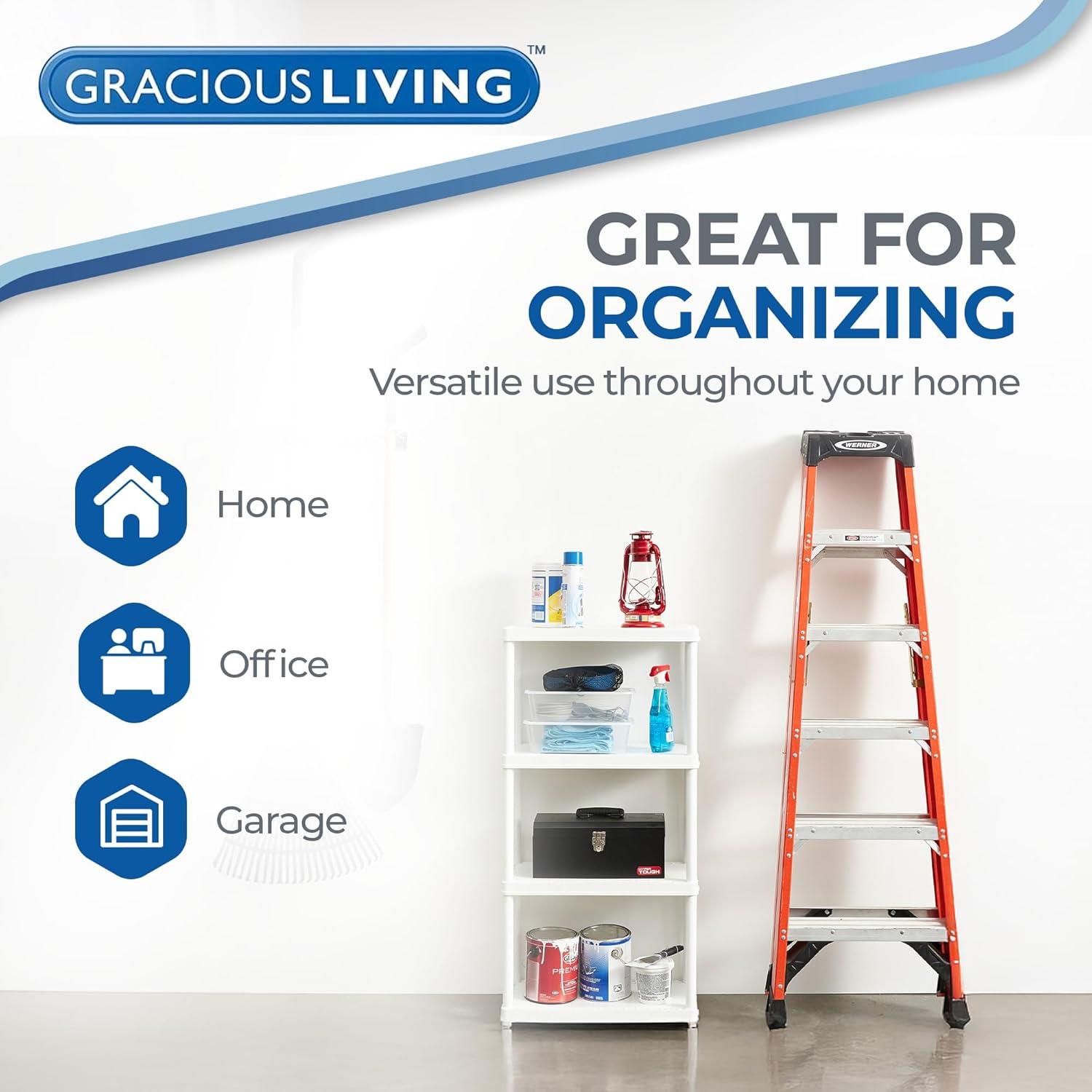 Gracious Living 4 Shelf Fixed Height Solid Light Duty Home Storage Unit