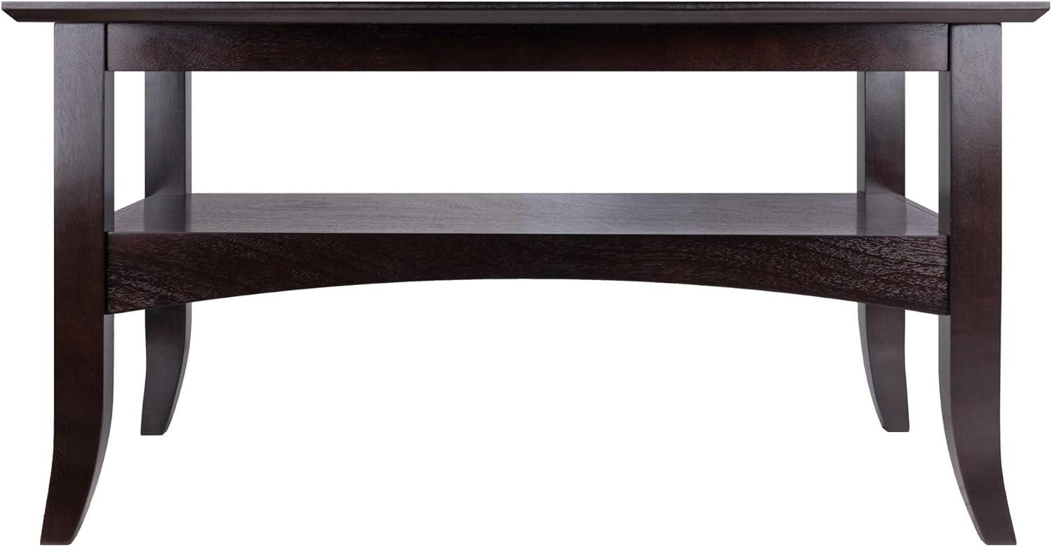 Camden Coffee Table Coffee - Winsome: Solid Wood, Flared Legs, Storage Shelf