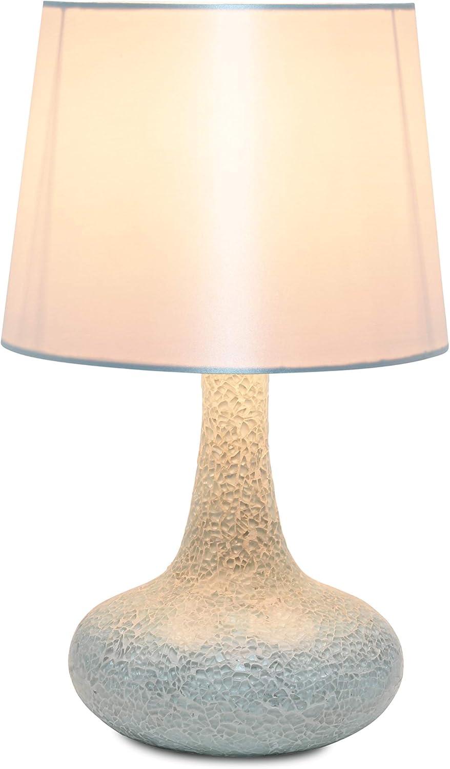 Mosaic Tiled Glass Genie Table Lamp with Fabric Shade White - Simple Designs