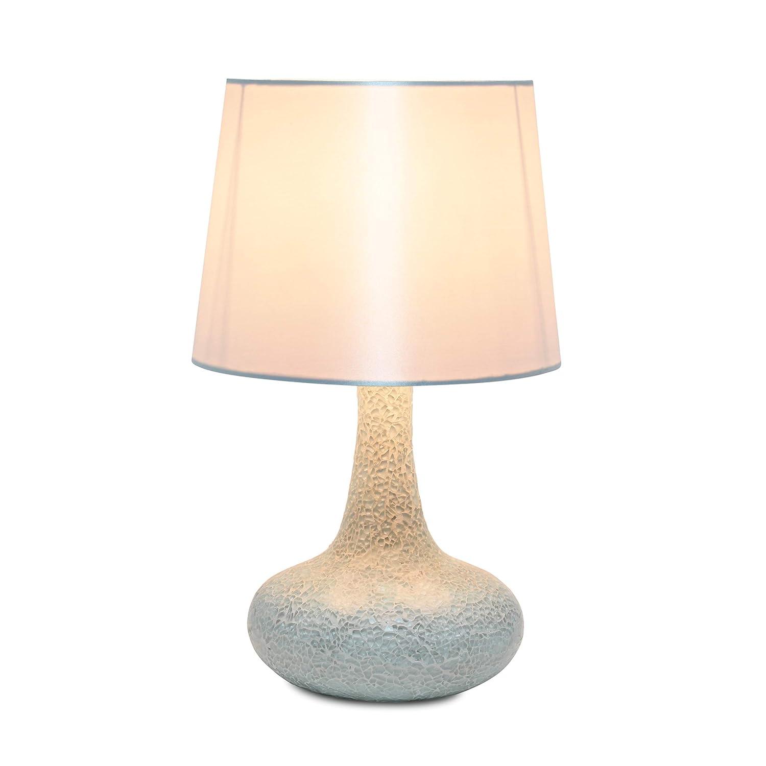 Mosaic Tiled Glass Genie Table Lamp with Fabric Shade White - Simple Designs