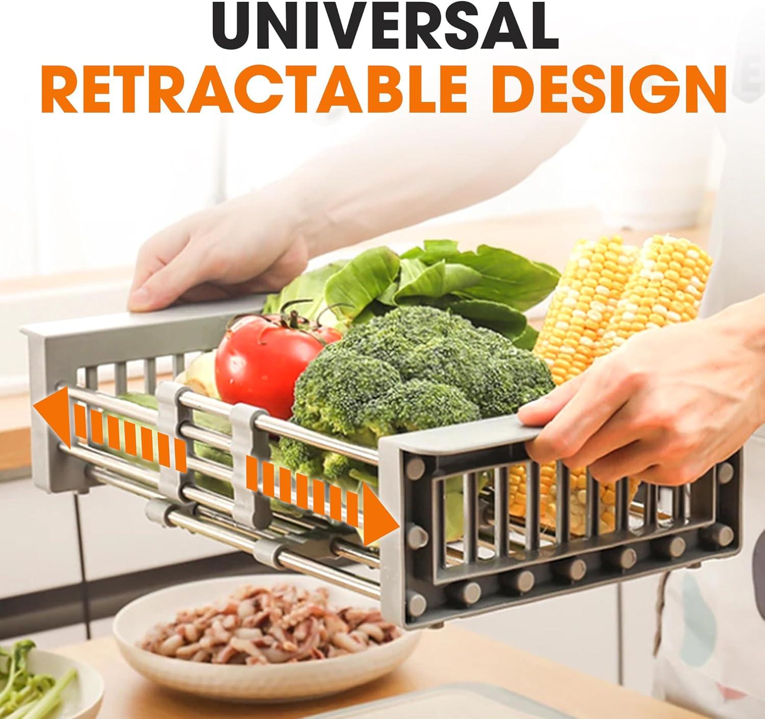 Cheer Collection Adjustable Stainless Steel Over The Sink Dish Rack